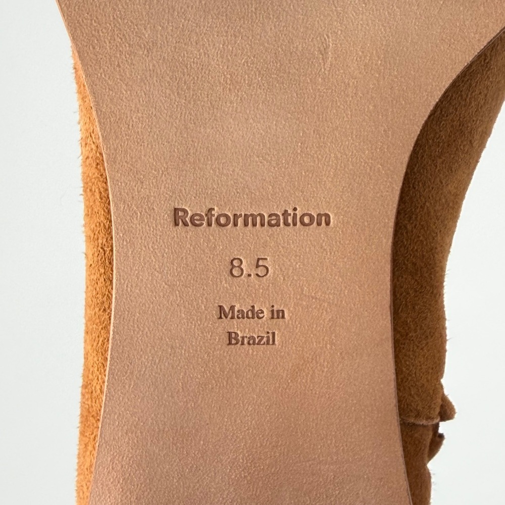 Reformation Louie Stretch Sock Boot Women 8.5 Brown Suede Square Toe Block Heel - Picture 13 of 13